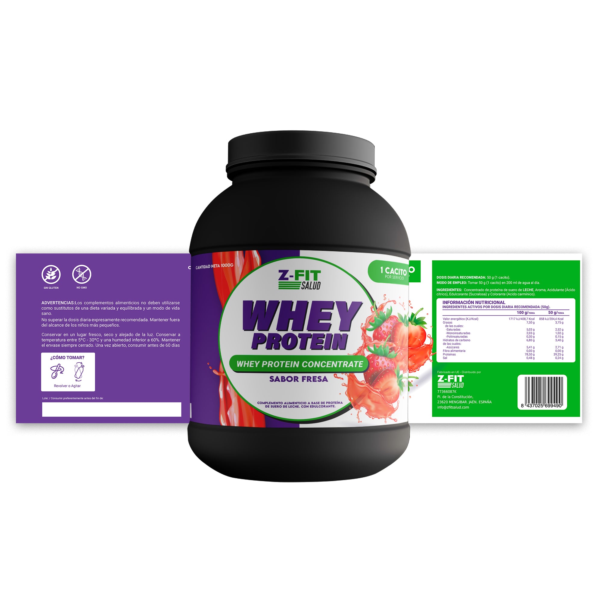 Proteína Sabor Fresa Z-Fitsalud 1KG